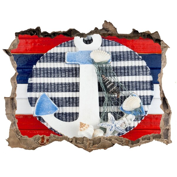 Autocollant mural trou Aventure en mer avec des coquillages