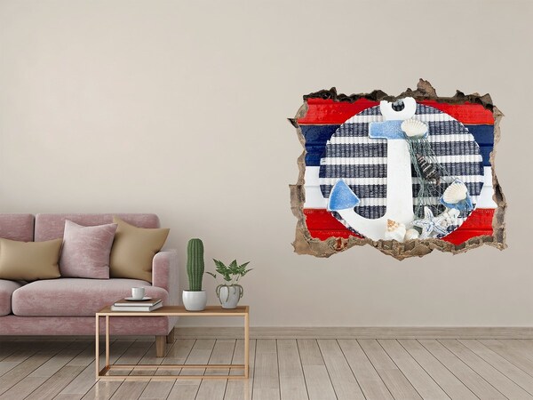 Autocollant mural trou Aventure en mer avec des coquillages