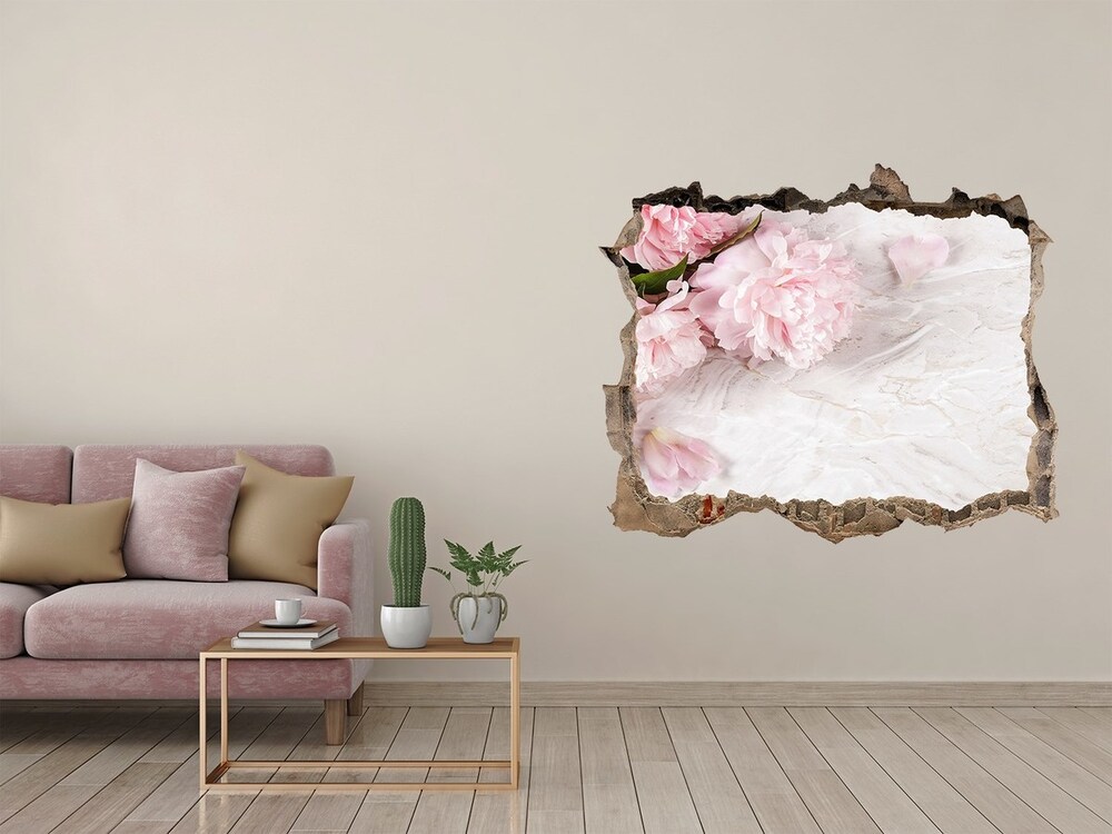 Sticker trou dans le mur Pivoines fleurs pierre