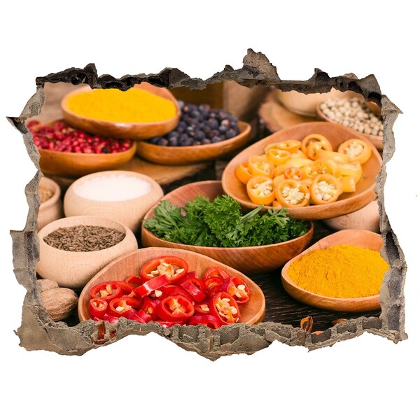 Sticker mural effet trou Une cuisine pleine d'épices