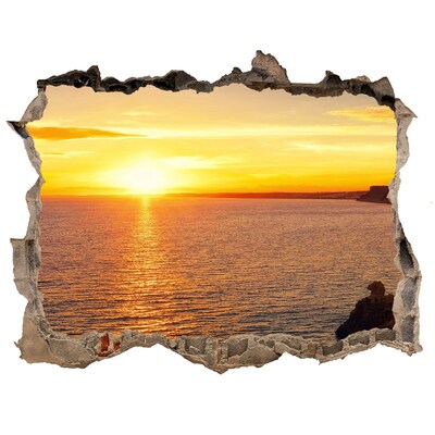 Sticker trou dans le mur Coucher de soleil sur la mer