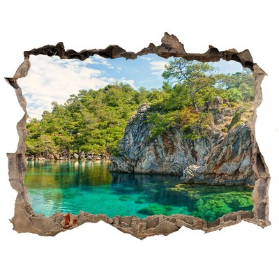 Sticker mural effet trou Baie du Paradis