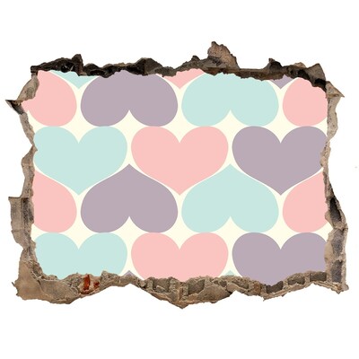 Sticker mural effet trou Cœur en béton