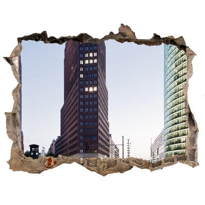 Sticker mural effet trou Vue de la ville moderne