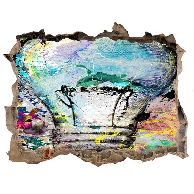 Autocollant mural trou Un mur abîmé avec une lampe