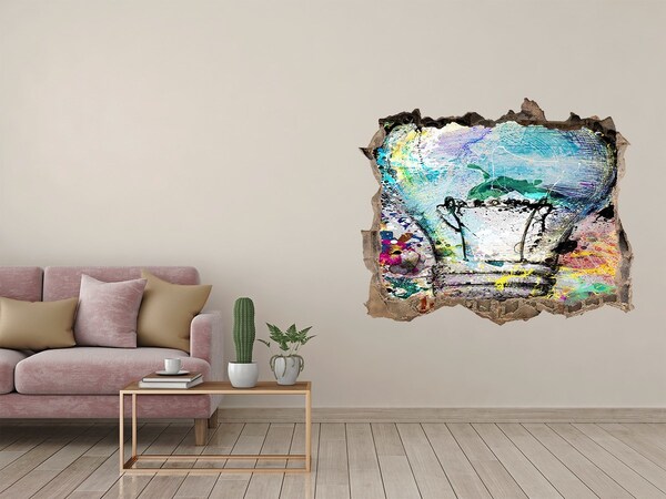 Autocollant mural trou Un mur abîmé avec une lampe