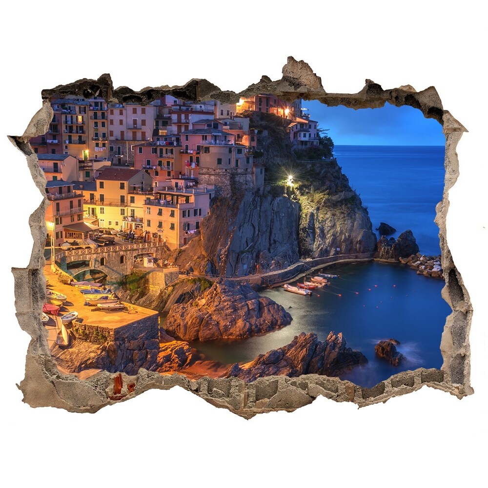 Sticker mural effet trou Manarola Italie pierre