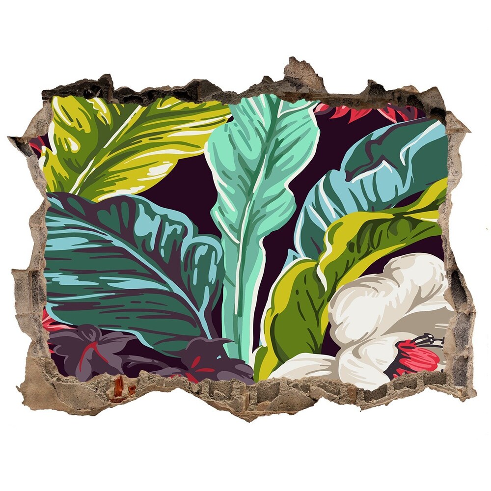 Sticker trou dans le mur Fleurs tropicales pierre