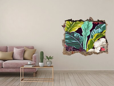 Sticker trou dans le mur Fleurs tropicales pierre