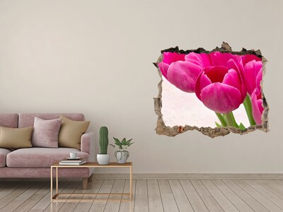 Autocollant mural trou Tulipes roses pierre