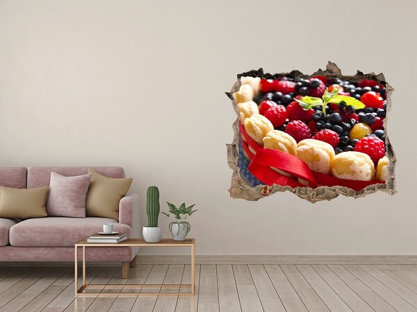 Sticker mural effet trou Gâteau aux fruits Hole in the Wall