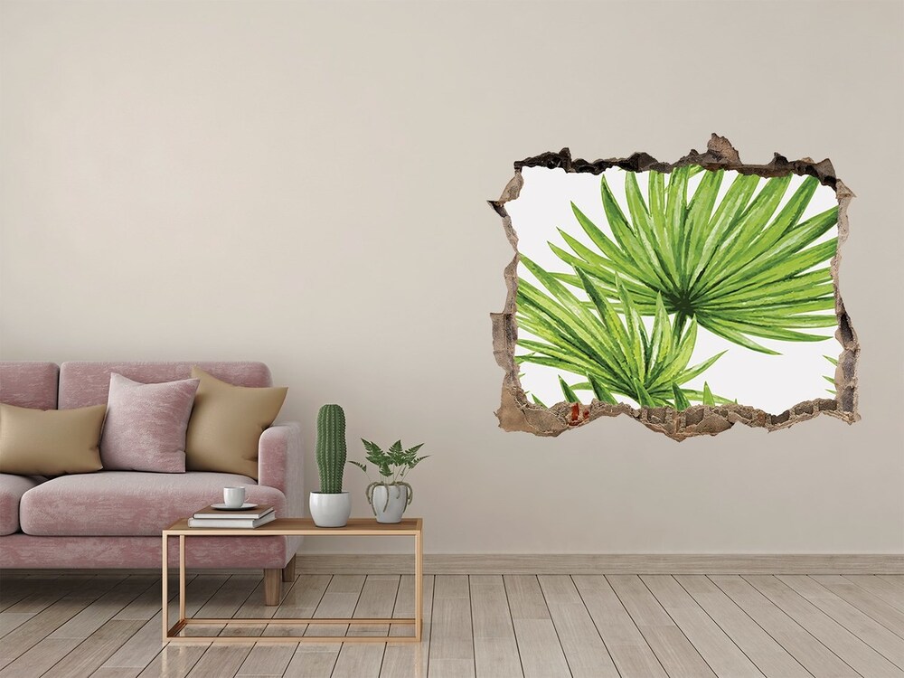 Autocollant mural trou Feuilles tropicales pierre