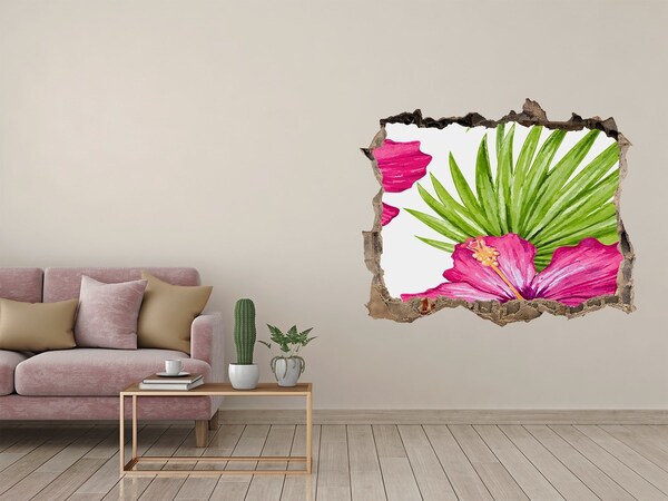 Autocollant mural trou Paradis tropical avec des hibiscus