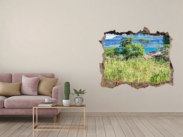 Autocollant mural trou Paysage tropical derrière le trou dans le mur
