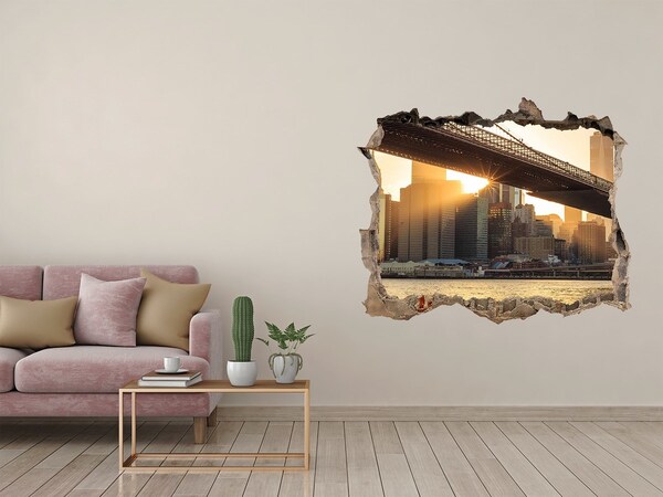 Sticker trou dans le mur Pont au coucher du soleil