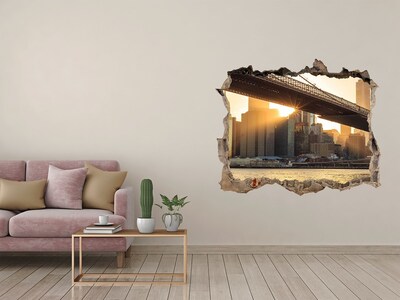 Sticker trou dans le mur Pont au coucher du soleil