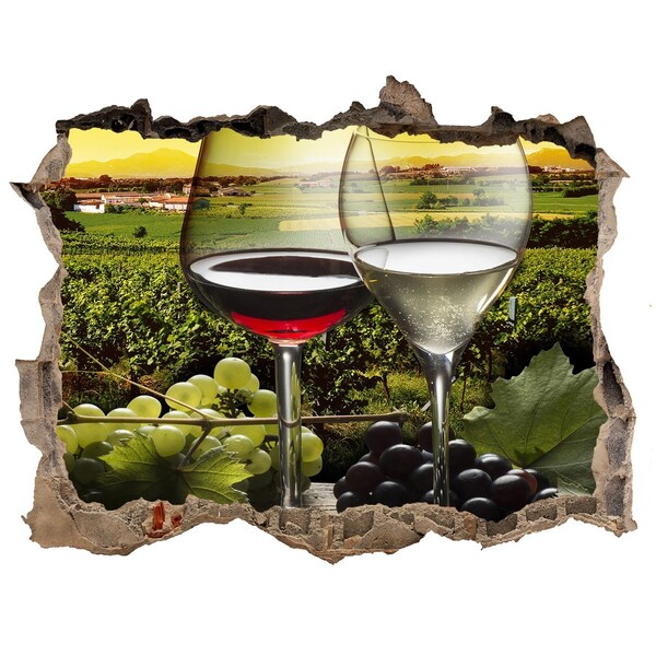 Sticker mural effet trou Du vin dans le vignoble
