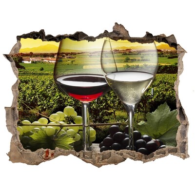 Sticker mural effet trou Du vin dans le vignoble
