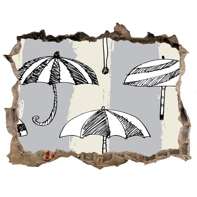 Sticker trou dans le mur De charmants parasols sur la plage