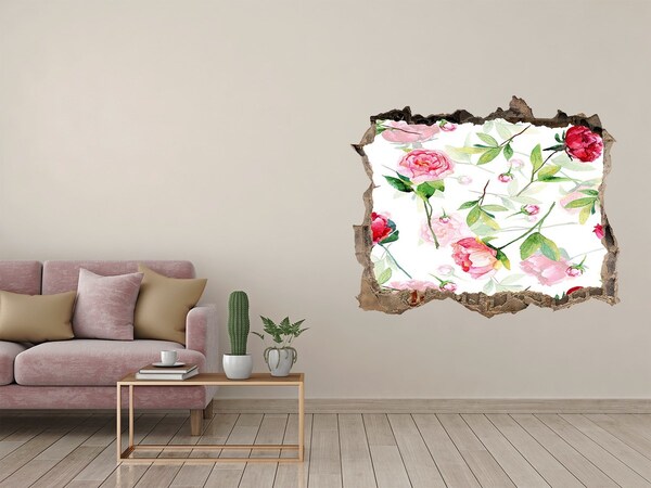Sticker mural effet trou Peinture murale florale Hole in the Wall