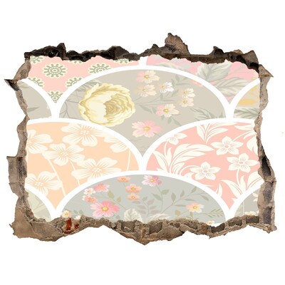 Sticker trou dans le mur Motif floral derrière un mur endommagé
