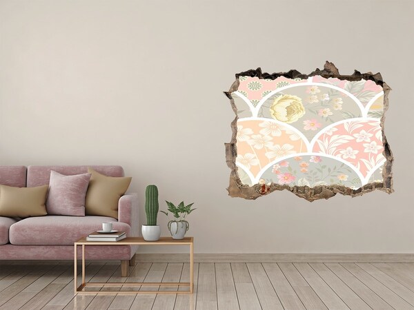 Sticker trou dans le mur Motif floral derrière un mur endommagé