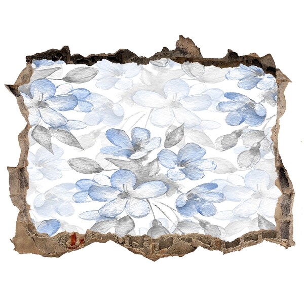 Sticker trou dans le mur Motif floral à travers un trou dans le mur