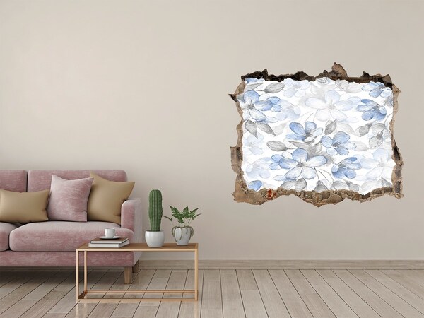 Sticker trou dans le mur Motif floral à travers un trou dans le mur