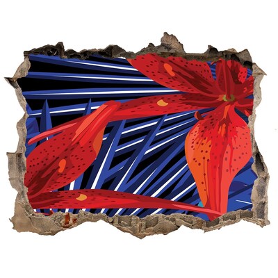 Sticker mural effet trou Une explosion florale de couleurs