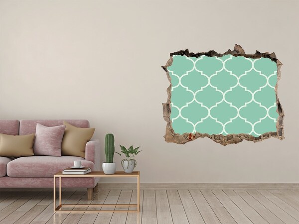 Autocollant mural trou Mosaïque verte sur fond de mur endommagé