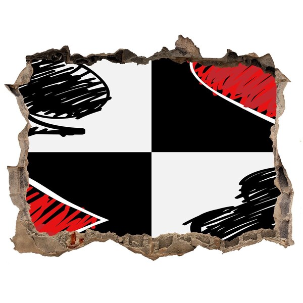 Autocollant mural trou Mur délabré avec des accents rouges