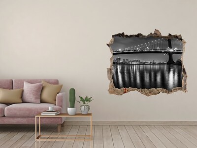 Sticker trou dans le mur Le pont de Manhattan la nuit