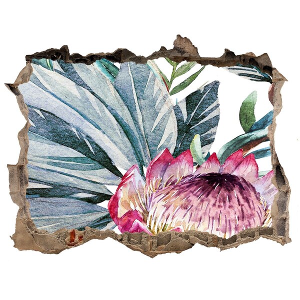 Autocollant à effet 3d trou Un paradis de fleurs parmi les feuilles