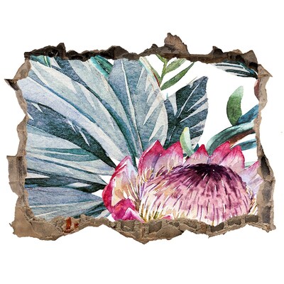 Autocollant à effet 3d trou Un paradis de fleurs parmi les feuilles