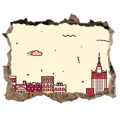 Autocollant mural trou La ville derrière le mur