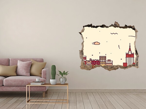 Autocollant mural trou La ville derrière le mur