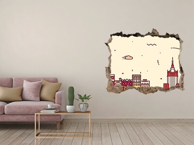 Autocollant mural trou La ville derrière le mur