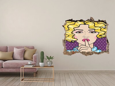 Sticker mural effet trou Une femme au sourire mystérieux