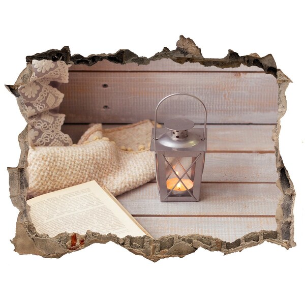 Autocollant à effet 3d trou Un coin douillet avec une lanterne