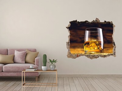 Sticker mural effet trou Un verre de whisky avec des glaçons