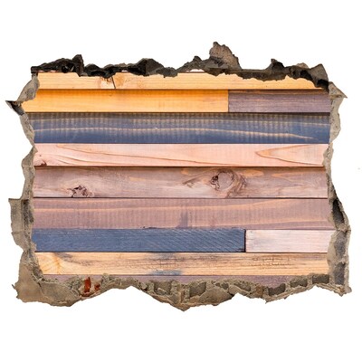 Sticker mural effet trou Mur en bois à travers un trou