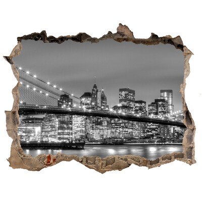 Sticker mural effet trou La silhouette de New York en monochrome