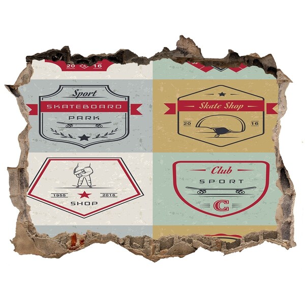 Sticker trou dans le mur Skatepark en ville