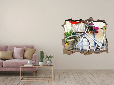 Autocollant à effet 3d trou Un vélo dans un cadre floral