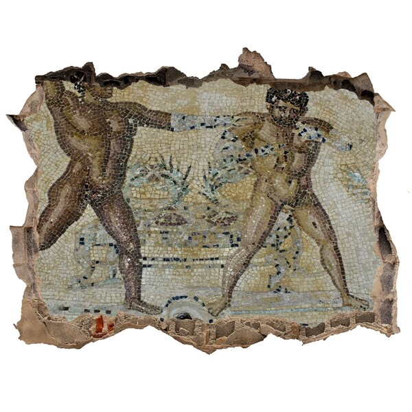 Autocollant mural trou combats de gladiateurs antiques