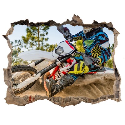Sticker trou dans le mur Motocross en action