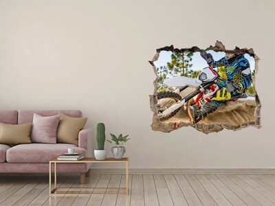 Sticker trou dans le mur Motocross en action