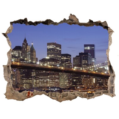 Sticker mural effet trou Vue sur la skyline de New York