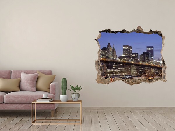 Sticker mural effet trou Vue sur la skyline de New York