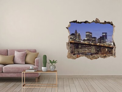Sticker mural effet trou Vue sur la skyline de New York